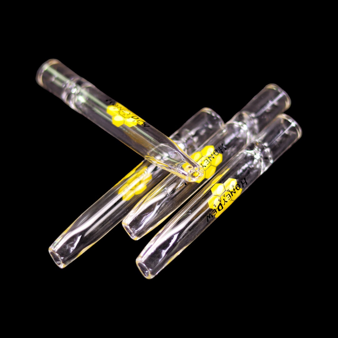 6 Pack Brosilicate Glass One Hitter with Flat Mouth Piece OG GRAV Honey Dew Chillum With Travel Case for Smoking