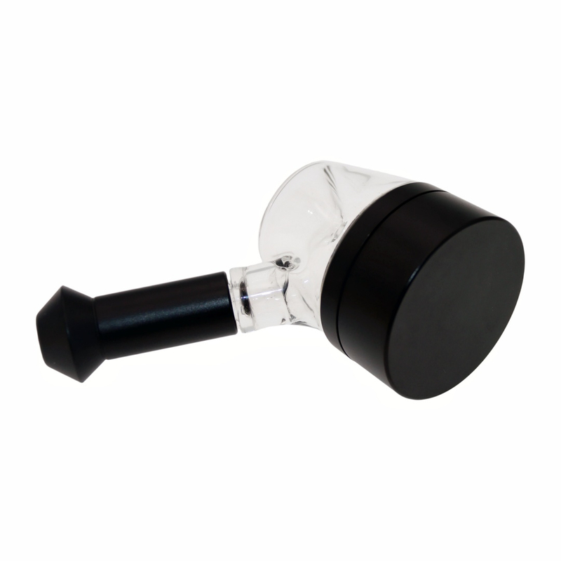 Unique Shaped Glass Hand Pipe, Compact Glass Pipe with Base, Modern Design Standing Glass Pipe, Black And Clear Glass Tobacco Pipe
