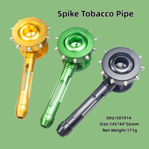 Punk Style Spiked Metal Pipe, Edgy Spiked Hammer Pipe, Multi-color Aluminum Spiked Hand Pipe, Glass Stem Metal Smoking Pipe
