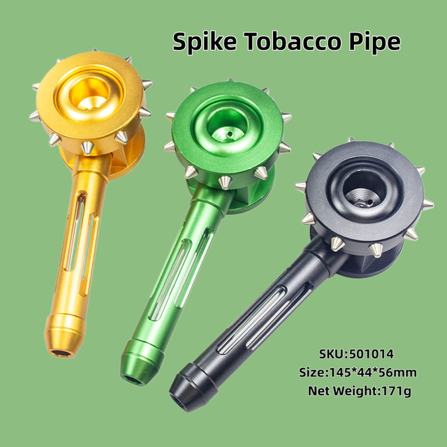 Punk Style Spiked Metal Pipe, Edgy Spiked Hammer Pipe, Multi-color Aluminum Spiked Hand Pipe, Glass Stem Metal Smoking Pipe