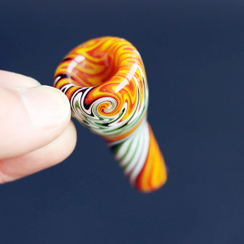 Hand Blown Colorful 14mm Male Joint Swirl Wig Wag Glass Bong Bowl with Handle Durable Bong Accessory for Water Pipes