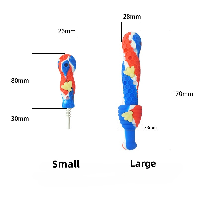 Portable Assorted Color Unbreakable Heat Resistant Non-Stick Bee & Honeycomb Silicone Nectar Collector Honey Straw Dab Straw Kit Wax Collector Kit