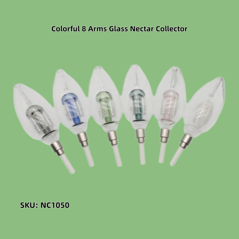 Colorful 8 Arms Percolator Glass Nectar Collector Portable Mini Dab Straw with Titanium Tip Multi-Color Concentrate Collector Kit