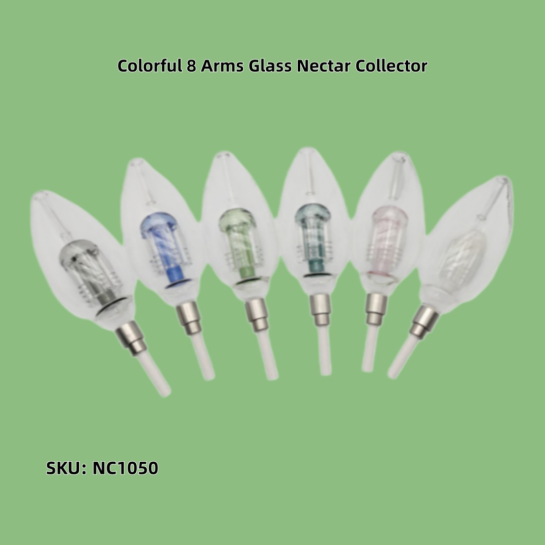 Colorful 8 Arms Percolator Glass Nectar Collector Portable Mini Dab Straw with Titanium Tip Multi-Color Concentrate Collector Kit