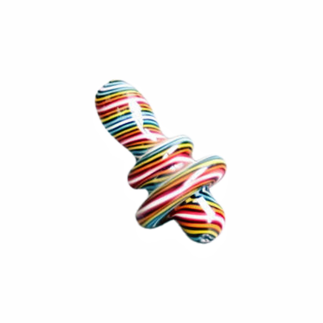 Hand Blown Colorful Spiral Striped Glass Carb Cap Dabber Tool for Glass Bong & Rig