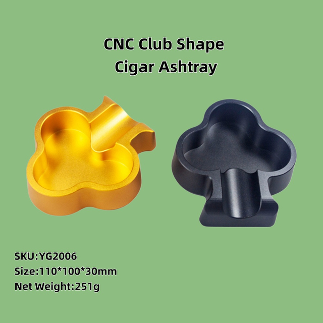 110mm Diameter Portable Luxury CNC Anodized Aluminum Poker Club Shaped Cigar Ashtray for Homr Office Cigar Gifts