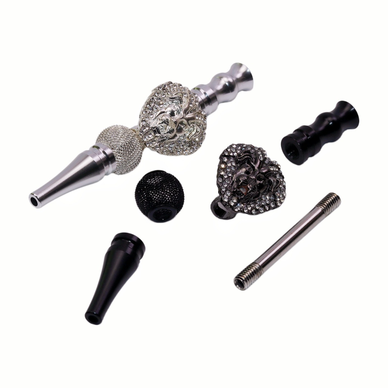 Luxury Hookah Mouthpiece Diamond Lion Head Hookah Tip Bling Hookah Accessories Reusable Metal Hookah Tips Premium Shisha Mouth Tips Lion Design Shisha Accessory Hookah Gifts for Men.