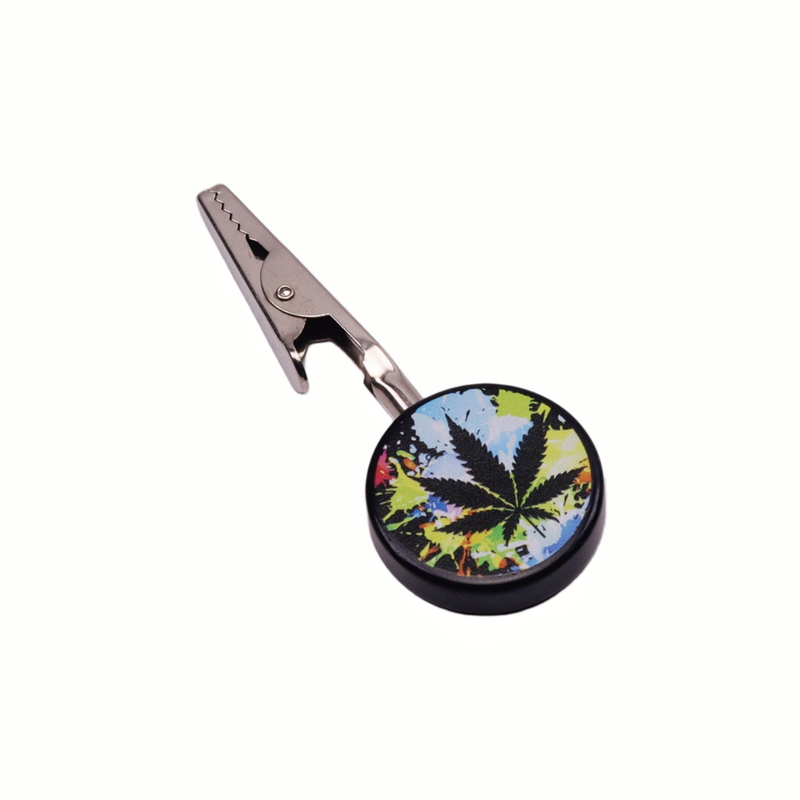 4 Pack Round Roach Clip with 420 Hemp Leaf Design Alligator Cigarette Joint Holder Clip