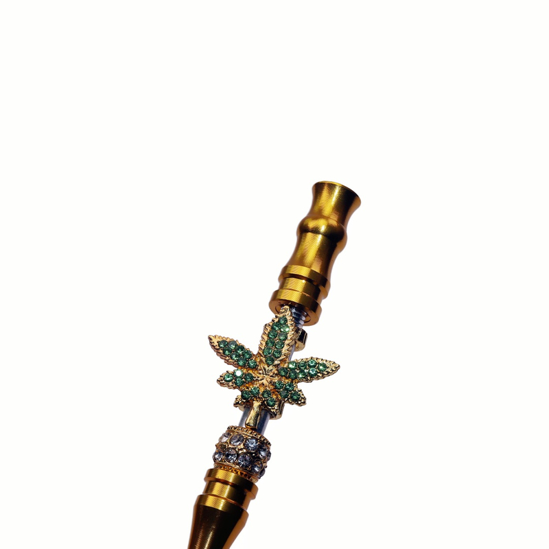 Bling Luxury Rhinestone Leaf Hookah Tip Marijuana Leaf Shisha Mouthpiece Weed Leaf Hookah Accessory Bling Maple Leaf Tip Blunt