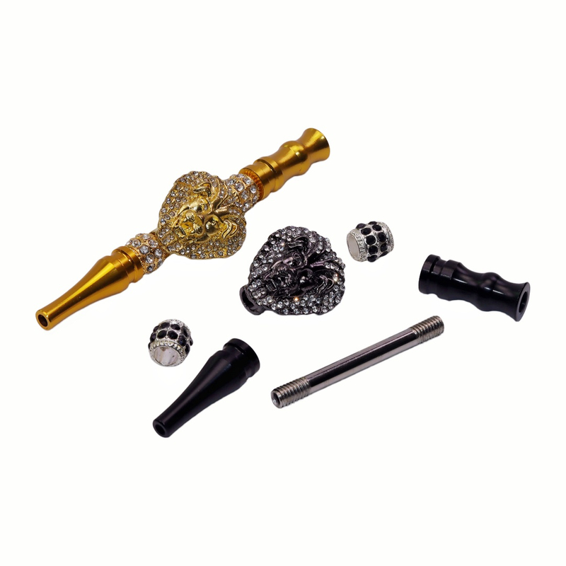 Luxury Hookah Mouthpiece Diamond Lion Head Hookah Tip Bling Hookah Accessories Reusable Metal Hookah Tips Premium Shisha Mouth Tips Lion Design Shisha Accessory Hookah Gifts for Men.
