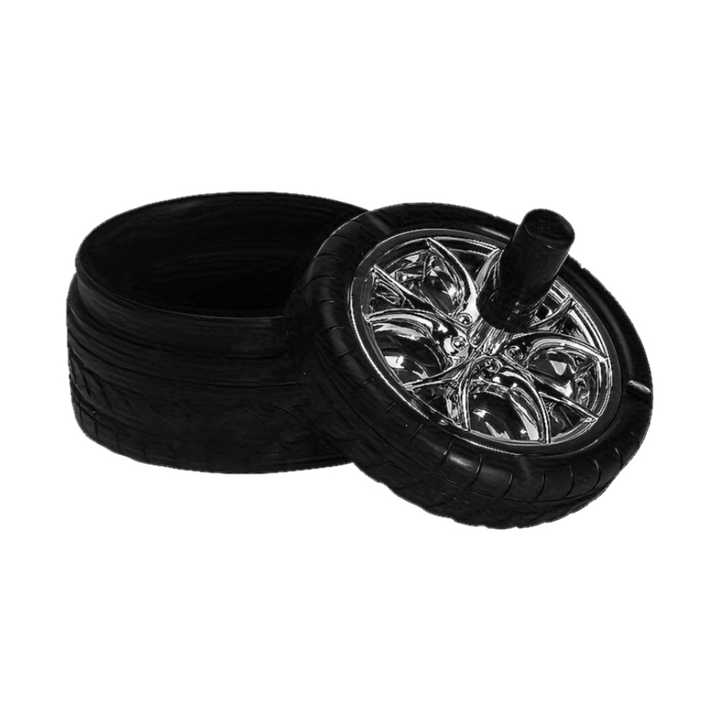 4" Diameter Smokeless Push Type Spinning Car Wheel Ashtray Press to Rotate Tire Ashtray for Home & Office