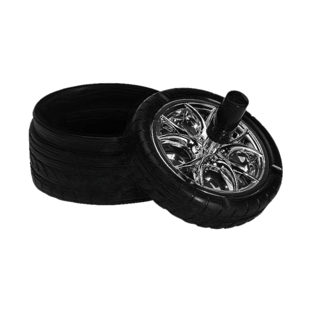 4" Diameter Smokeless Push Type Spinning Car Wheel Ashtray Press to Rotate Tire Ashtray for Home & Office