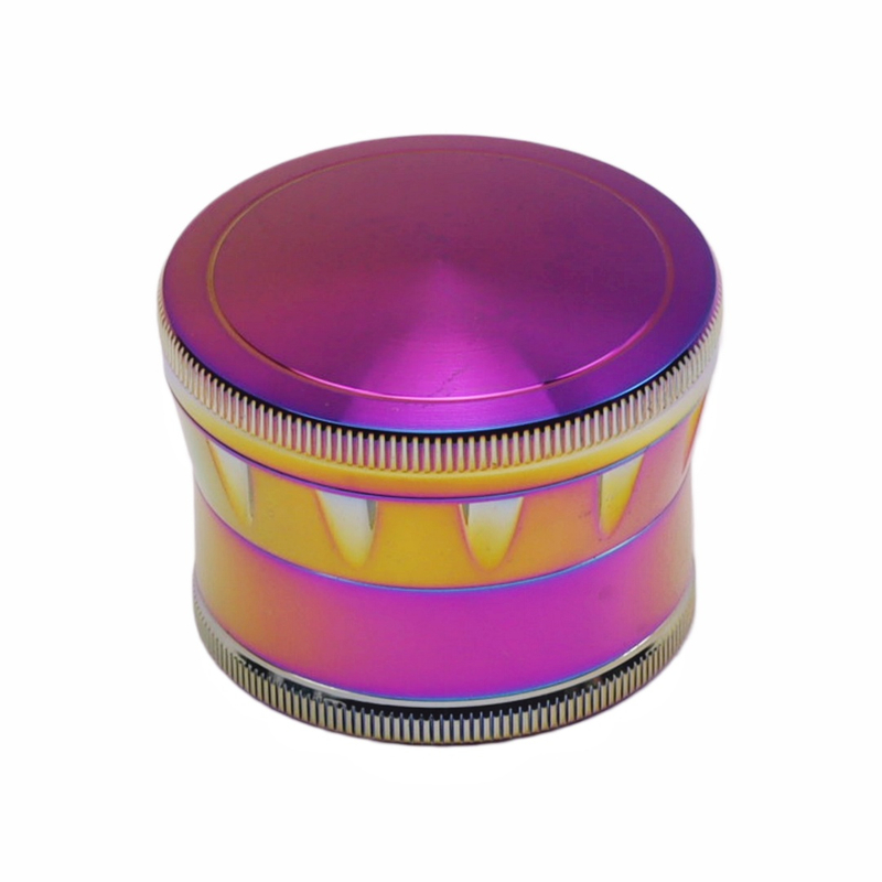 4 Piece Rainbow Herb Grinder Durable Zinc Alloy Metal Grinder with Sharp Teeth & Magnetic Lid Portable Manual Spice Grinder with Pollen Catcher for Home & Travel