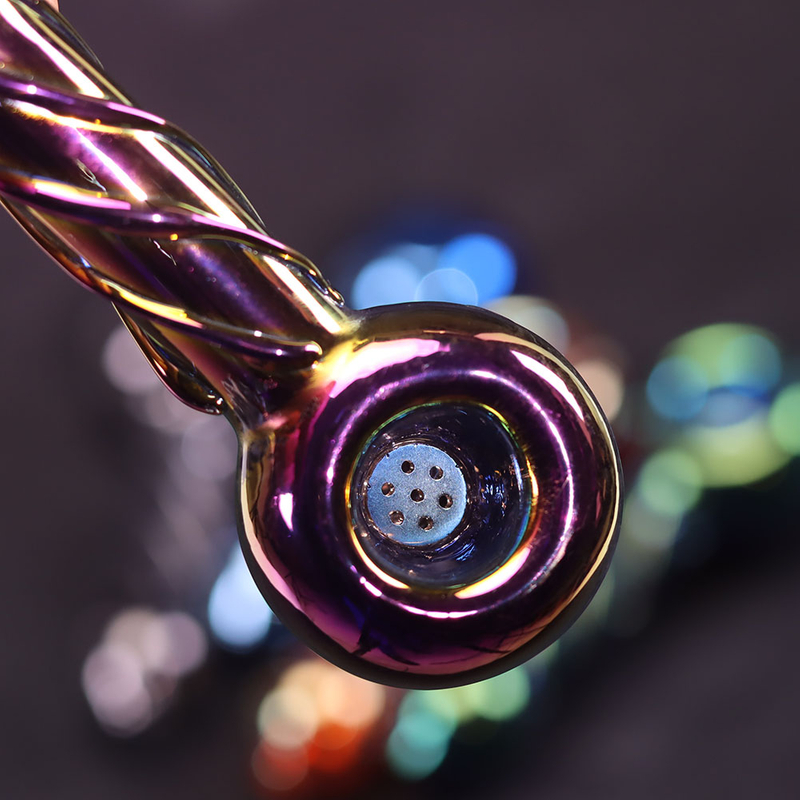 4 Inch Portable Spiral Twisted Glass Hand Pipe with Electroplated Iridescent Gradient Finish