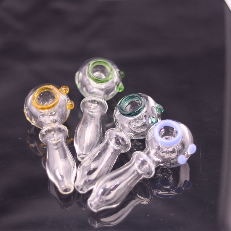 4 Inch Handheld Borosilicate Glass Hand Pipe with Colored Bowl Decoration for smoking 