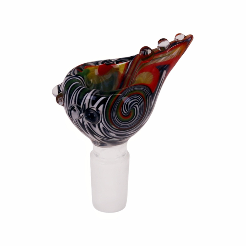 14mm Male Joint Hand Blown Artisan Wig Wag Swirl Glass Bowl Piece Herb Slide for 14mm Glass Bong