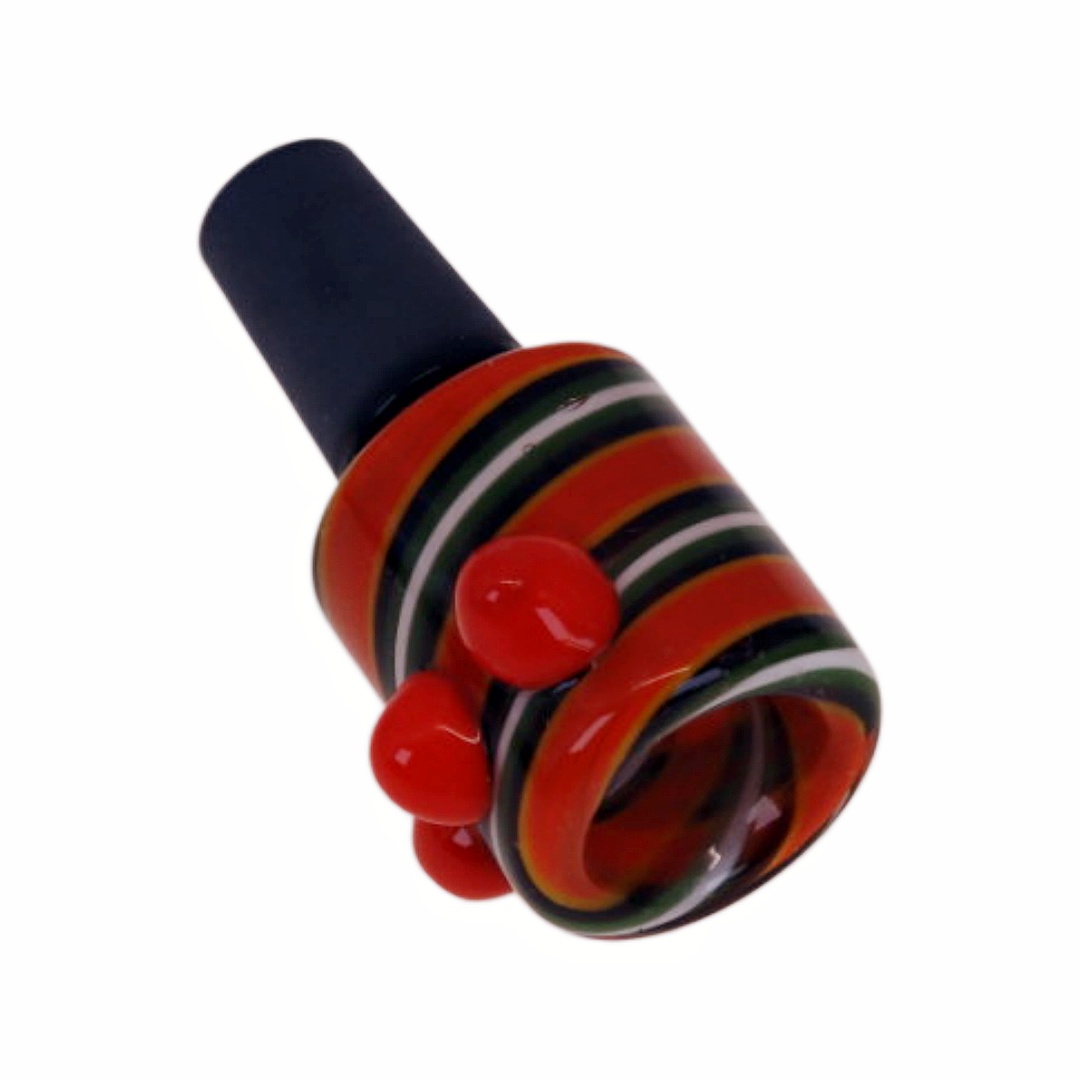 Hand Blown Colorful 14mm Male Joint Wig Wag Striped Glass Bowl for Glass Bongs Durable Smoking Water Pipe Accessory