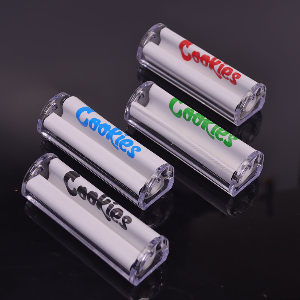 2 Pack Cookies Brand Portable Manual Cigarette Rolling Machine Clear Acrylic Frame with White Rubber Roller Easy to Use Compact Rolling Tool for On-the-Go Use