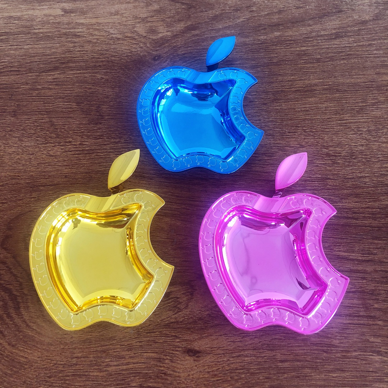 Portable Durable Premium Luxury Apple Shaped Mirror Blue Zinc Alloy Cigar Ashtray for Home Office Gift