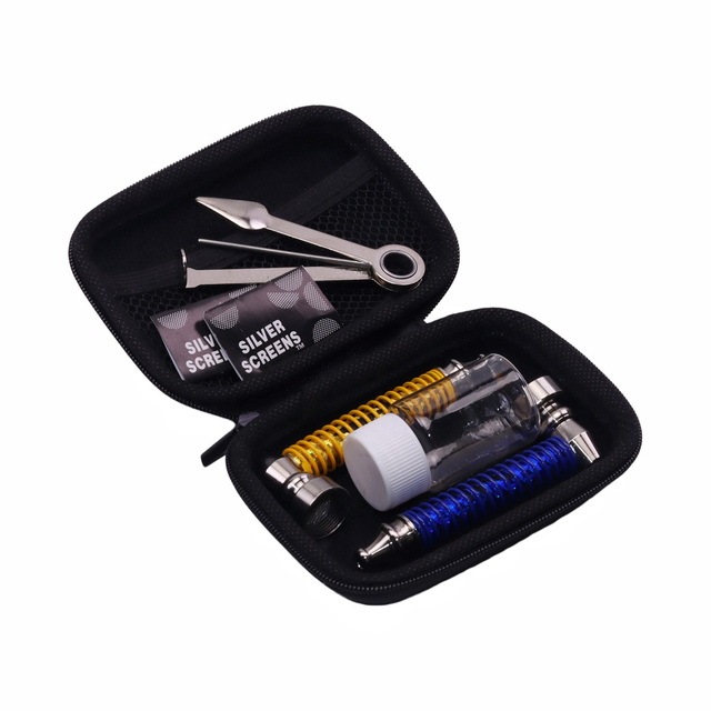 5pcs Glitter Spring Metal Tobacco Pipe 3-in-1 Multi-Function Tool Travel Smoking Pipe Kit