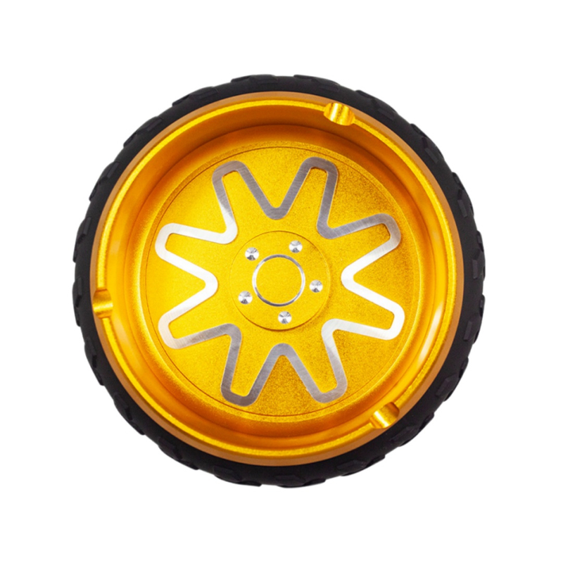 4.8 inches Portable Durable Premium Luxury Heavy Duty CNC Machined Anti-Slip Tire Shaped Ashtray with Cigarette Holder