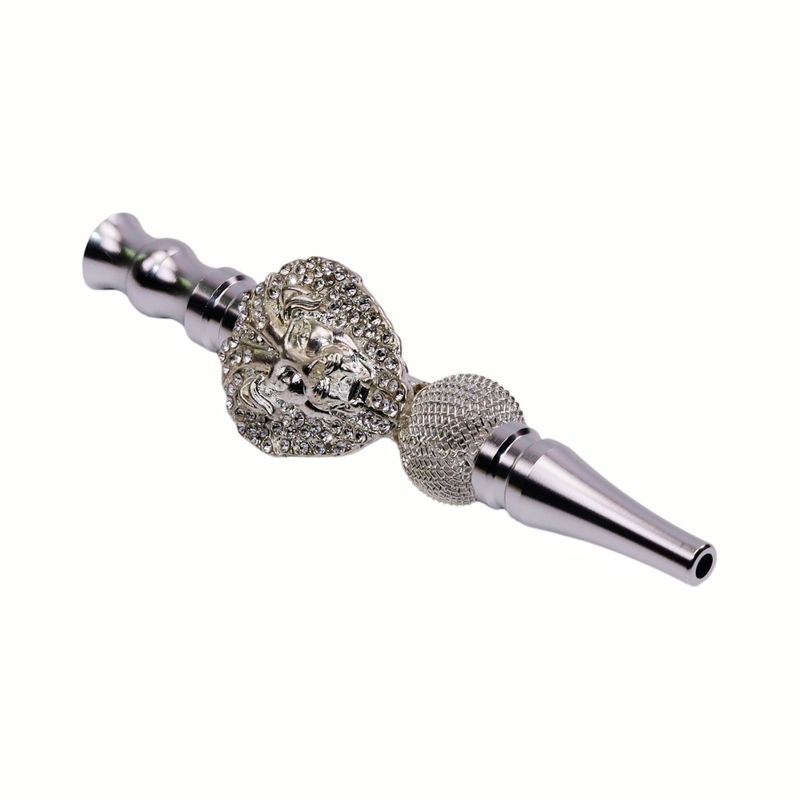 Luxury Hookah Mouthpiece Diamond Lion Head Hookah Tip Bling Hookah Accessories Reusable Metal Hookah Tips Premium Shisha Mouth Tips Lion Design Shisha Accessory Hookah Gifts for Men.