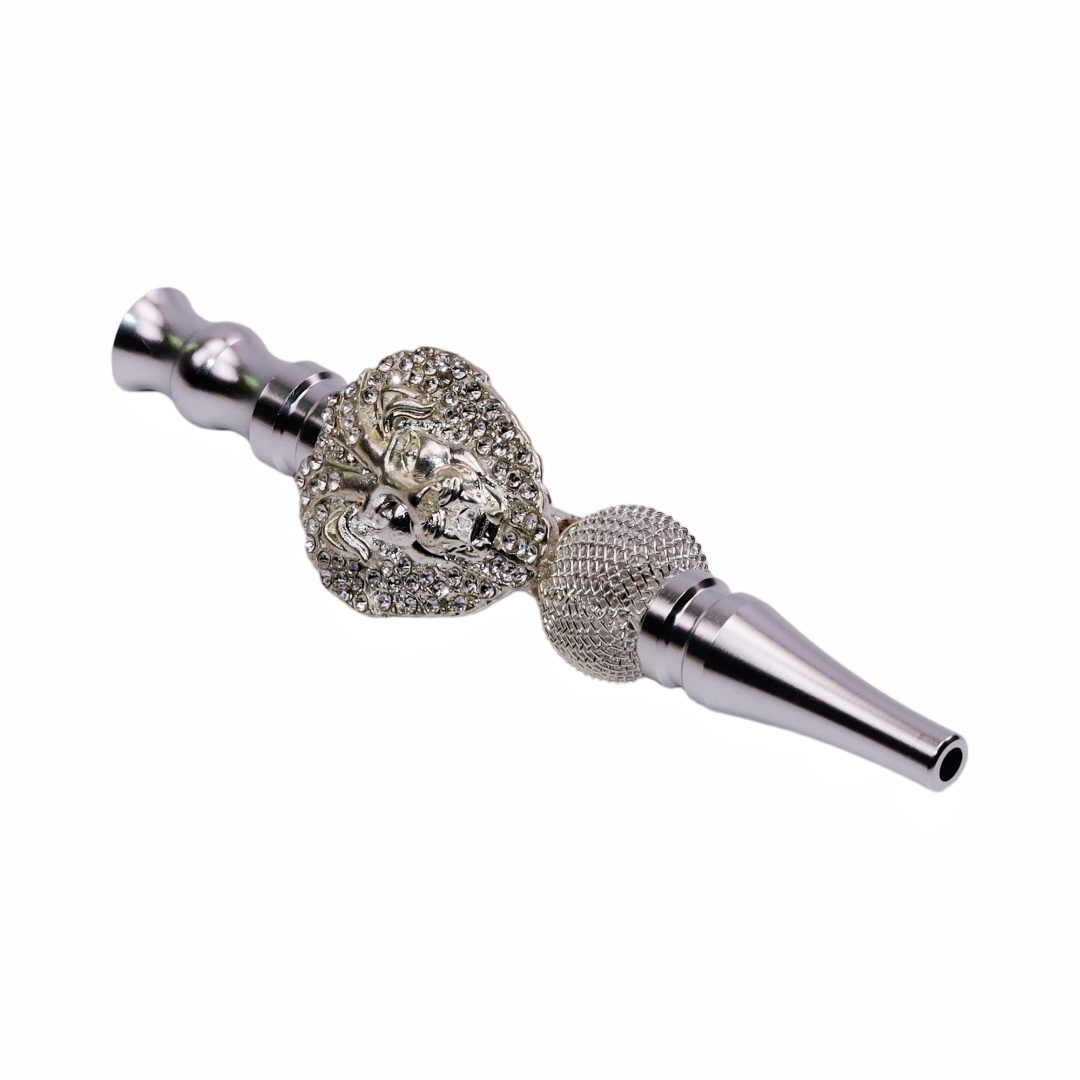 Luxury Hookah Mouthpiece Diamond Lion Head Hookah Tip Bling Hookah Accessories Reusable Metal Hookah Tips Premium Shisha Mouth Tips Lion Design Shisha Accessory Hookah Gifts for Men.