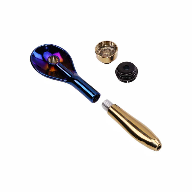 Detachable Portable Rainbow Metal Smoking Pipe Iridescent Gradient Spoon Smoking Pipe Two-Tone Smoking Pipe