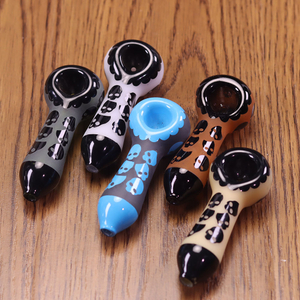 4 Inch Frosted Glass Hand Pipe with Skull Embossed Design Handheld Smoking Pipe with Matte Finish & 3D Skull Relief Pattern Trendy Cool Glass Pipe for Young Adults