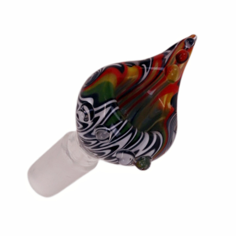 14mm Male Joint Hand Blown Artisan Wig Wag Swirl Glass Bowl Piece Herb Slide for 14mm Glass Bong