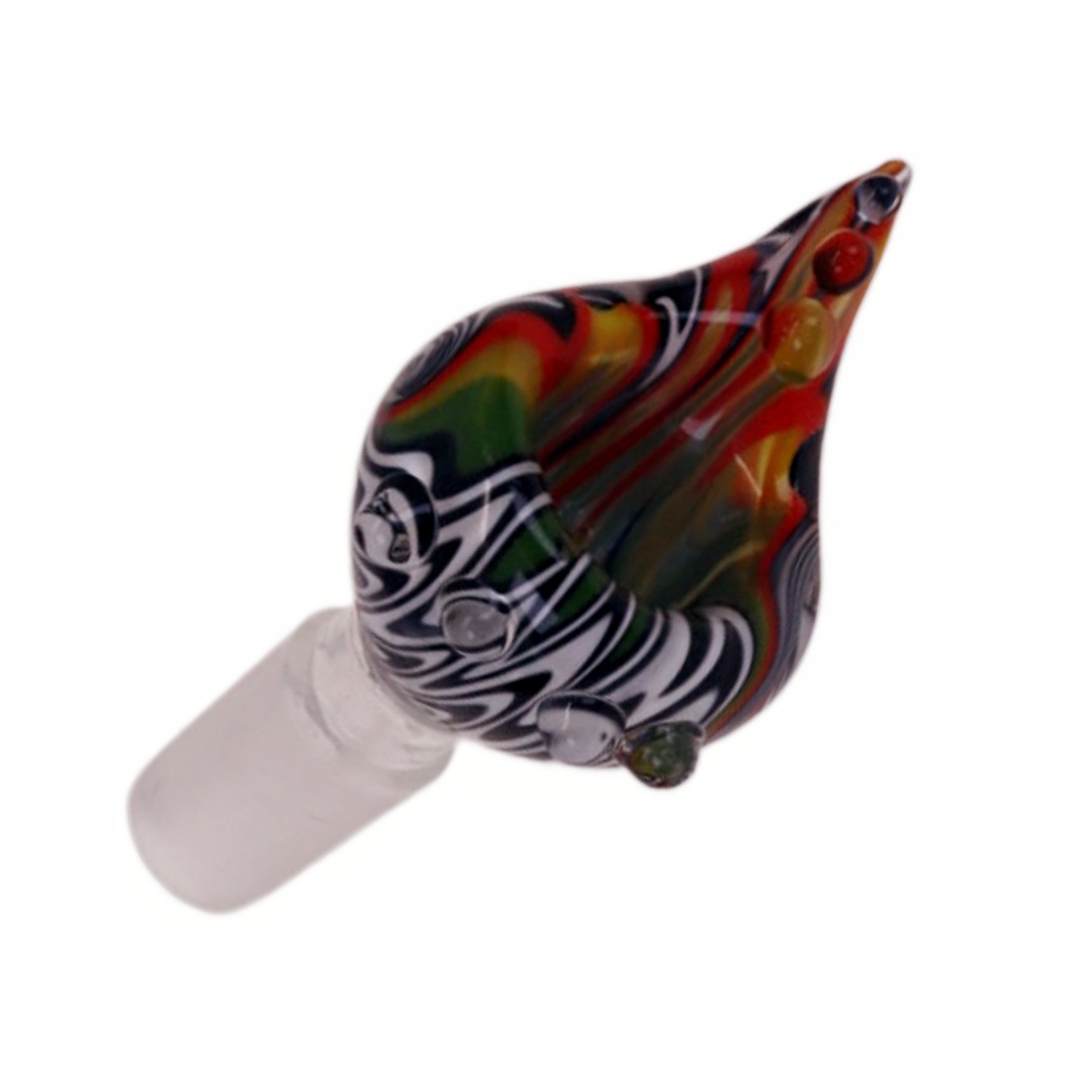 14mm Male Joint Hand Blown Artisan Wig Wag Swirl Glass Bowl Piece Herb Slide for 14mm Glass Bong