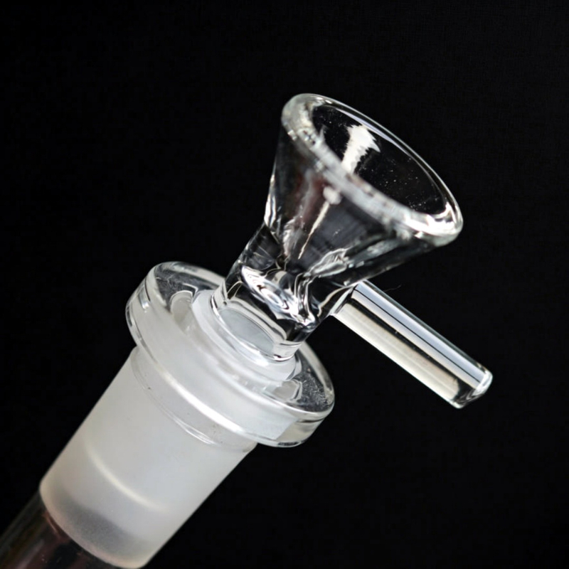 14mm Male Hand Blown Glass Bowl with Handle Clear Herb Slide for for Rigs & Bongs Replacement Water Pipe Accessory for Outdoor