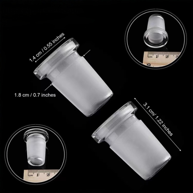 Heat Resistant Frosted 14mm Female to 18mm Male Standard Borosilicate Glass Joint Adapter Converter for Bongs and Pipes with Travel Plastic Box