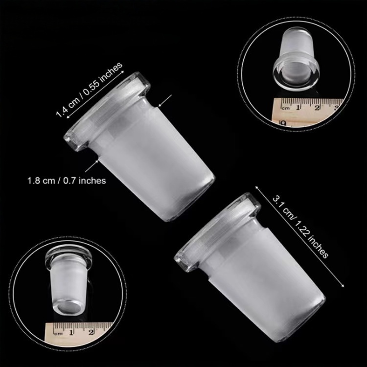 Heat Resistant Frosted 14mm Female to 18mm Male Standard Borosilicate Glass Joint Adapter Converter for Bongs and Pipes with Travel Plastic Box