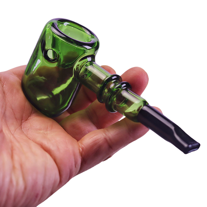 Classic Sherlock Shape Hand-Blown Borosilicate Glass Hand Pipe with Deep Spoon for Marrijuana