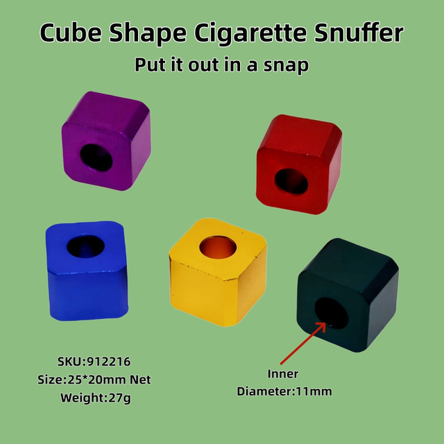 Square Block Shape CNC Portable Durable Aluminum No Ash Cigarette Extinguisher for Bar Cube Shape Smokeless Cigarette Snuffer for Ashtry