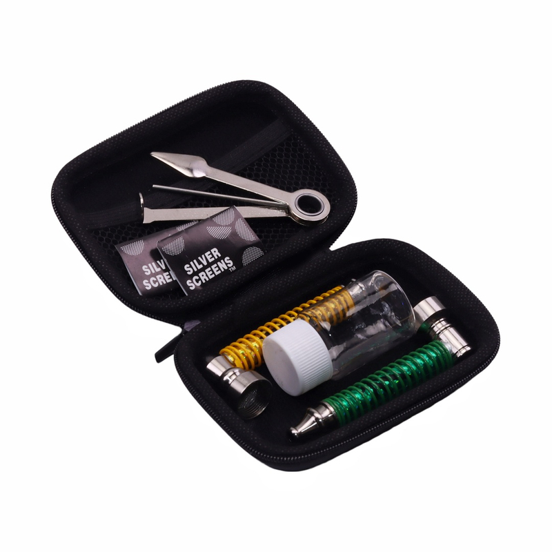 5pcs Glitter Spring Metal Tobacco Pipe 3-in-1 Multi-Function Tool Travel Smoking Pipe Kit