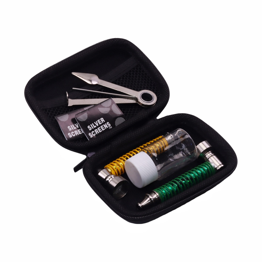 5pcs Glitter Spring Metal Tobacco Pipe 3-in-1 Multi-Function Tool Travel Smoking Pipe Kit