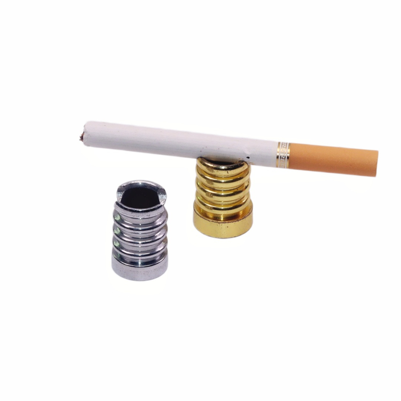 2 Pack Gold/Silver Ribbed Conical Metal Cigarette Snuffer Threaded Tapered Cigarette Extinguisher Reusable Ribbed Metal Cigarette Snuffer