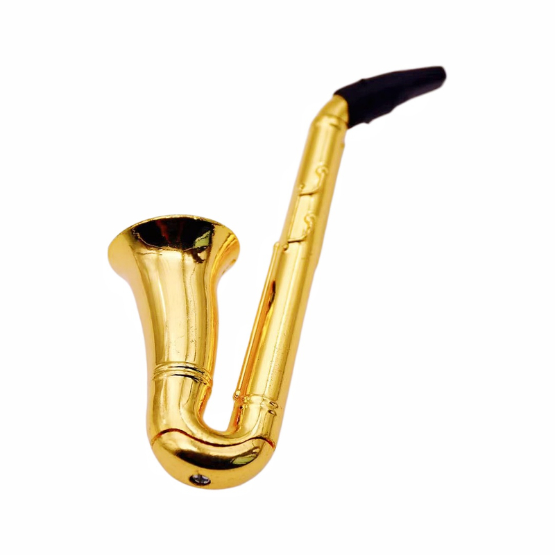 Saxphone Shaped Metal Smoking Pipe Novelty Discreet Tobacco Hand Pipe Unique Mechanic Themed Gift for Smokers