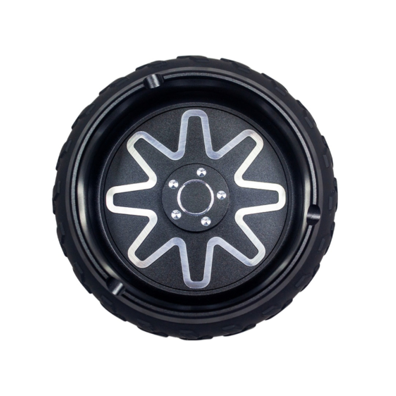4.8 inches Portable Durable Premium Luxury Heavy Duty CNC Machined Anti-Slip Tire Shaped Ashtray with Cigarette Holder
