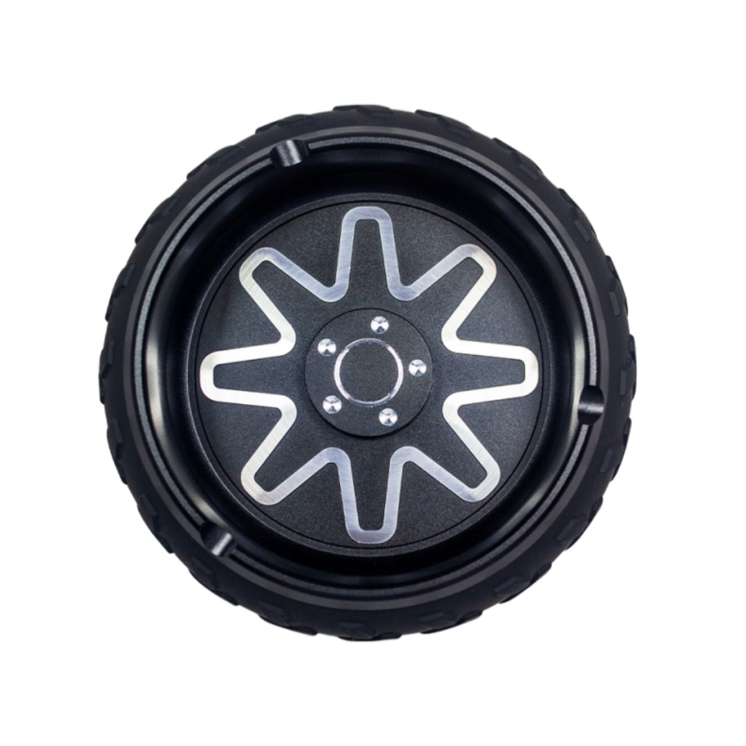4.8 inches Portable Durable Premium Luxury Heavy Duty CNC Machined Anti-Slip Tire Shaped Ashtray with Cigarette Holder