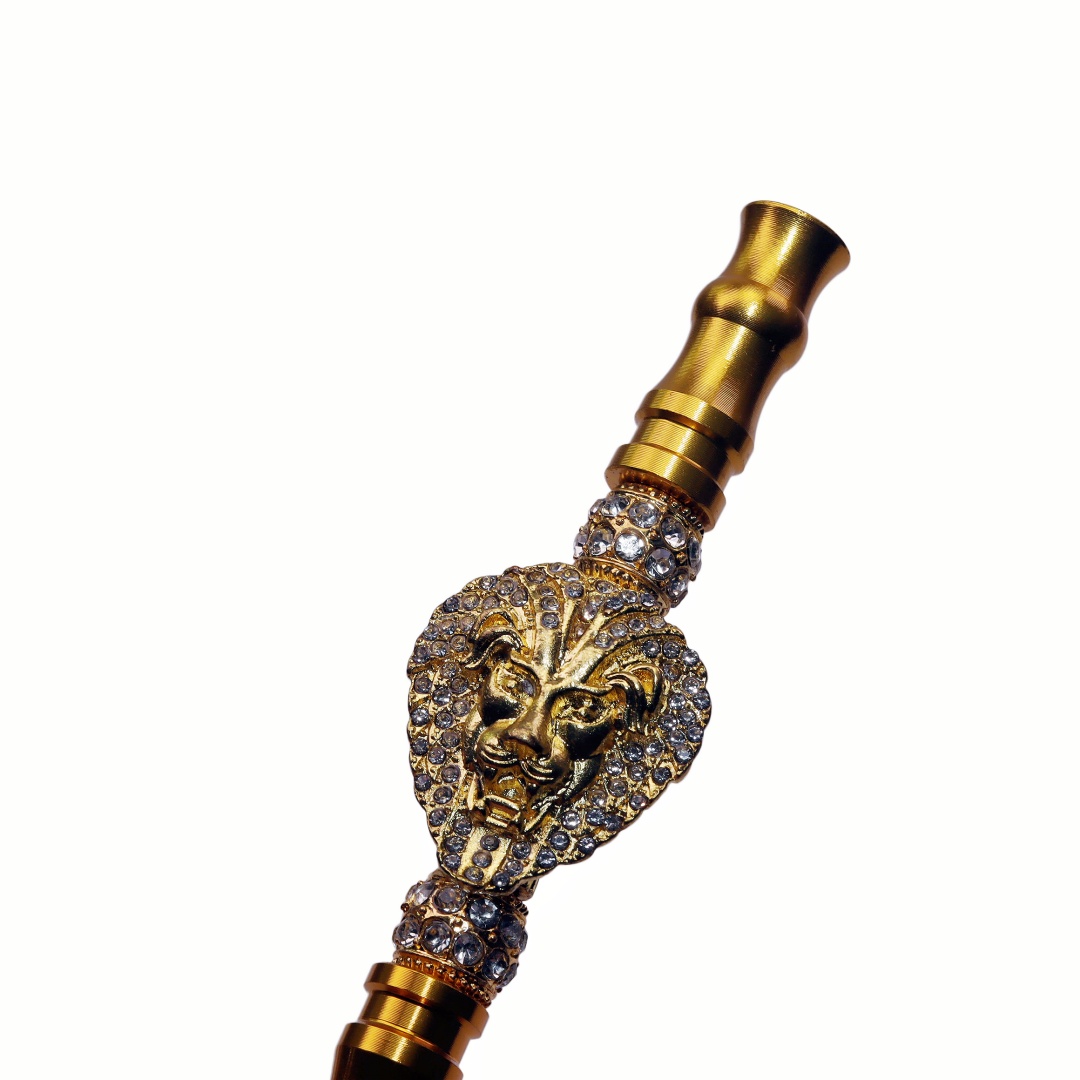 Luxury Hookah Mouthpiece Diamond Lion Head Hookah Tip Bling Hookah Accessories Reusable Metal Hookah Tips Premium Shisha Mouth Tips Lion Design Shisha Accessory Hookah Gifts for Men.