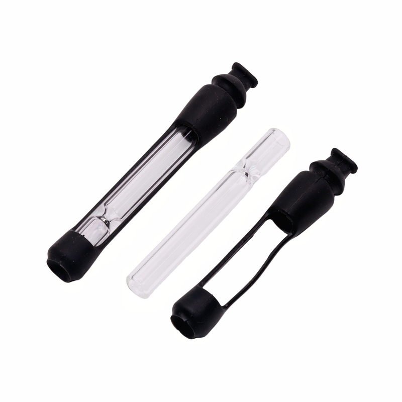 1 Pack of 5 Pieces One Hitter Bat with Silicone Cover Silicone Covered Glass One Hitter Bat Portable Smoking Taster Pipe with Silicone Protector Glass Chillum