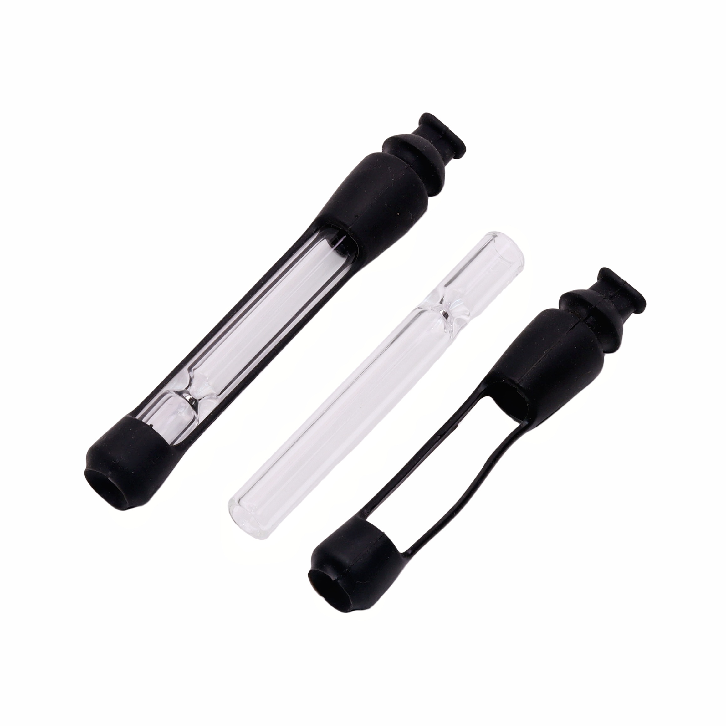 1 Pack of 5 Pieces One Hitter Bat with Silicone Cover Silicone Covered Glass One Hitter Bat Portable Smoking Taster Pipe with Silicone Protector Glass Chillum
