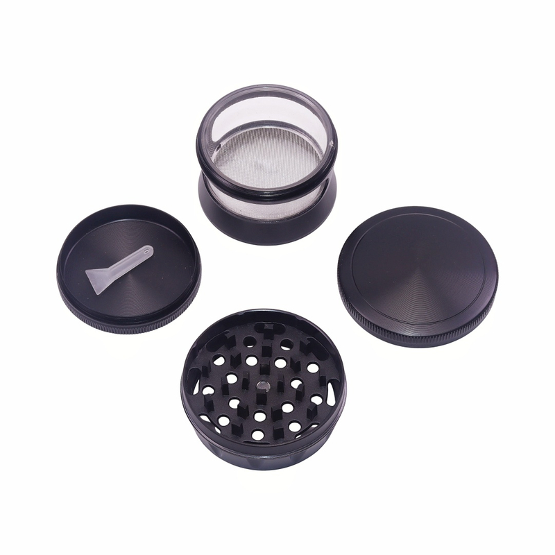 60mm Bionic Metal Herb Grinder with 2 See-through Windows 4 Piece Aluminum Tobacco Grinder with Visible Chamber & Pollen Sifter Durable Herb Grinder for Dry Herb Smoking Accessories
