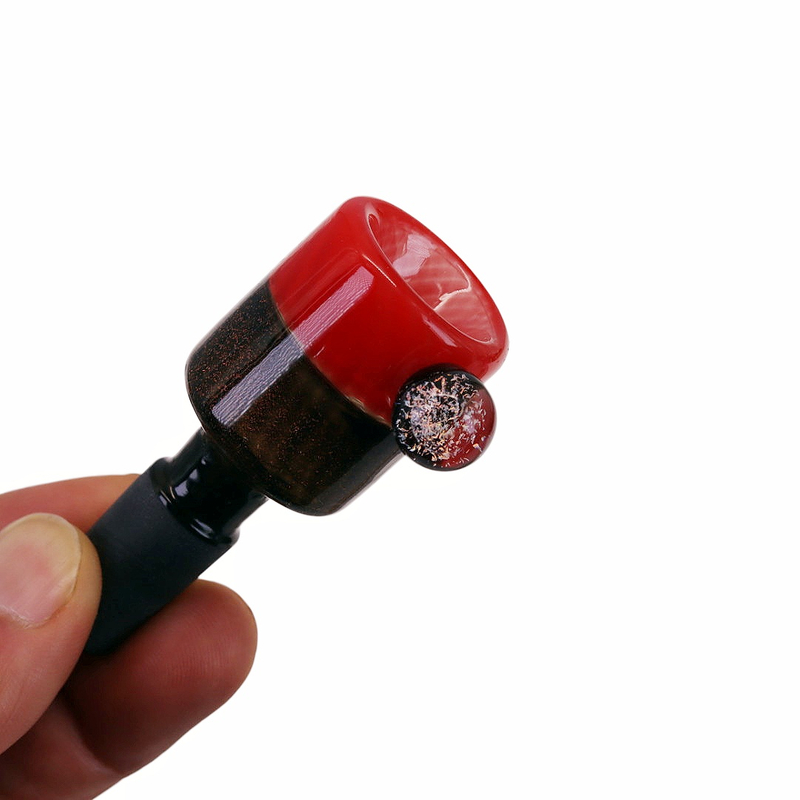 14mm Male Joint Hand Blown Two-Tone Color Block Glass Bong Bowl with Marble Handle With Marble Knot Replacement Bowl Piece for Water Pipes