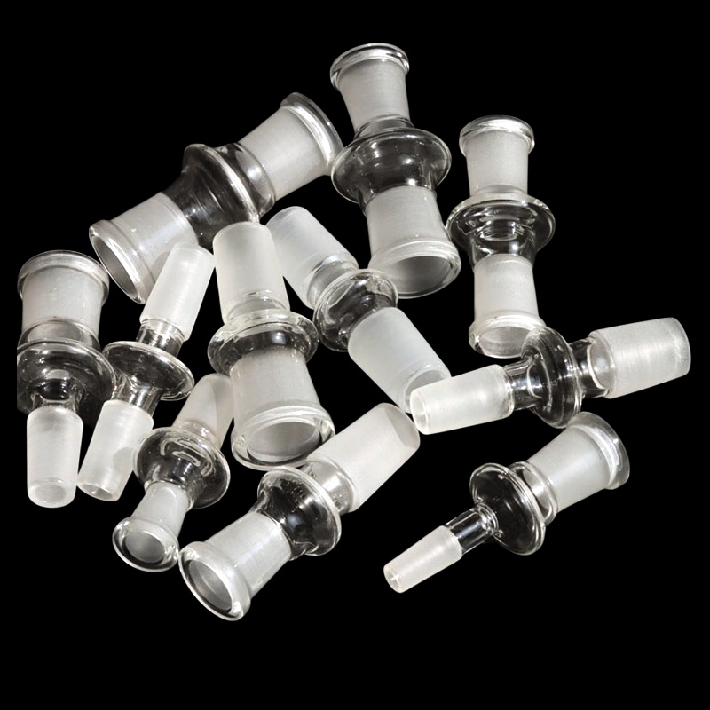 Heat Resistant Frosted Female to Male Standard Borosilicate Glass Connector Reducer Converter for Bongs and Pipes and Rigs with Travel Plastic Box