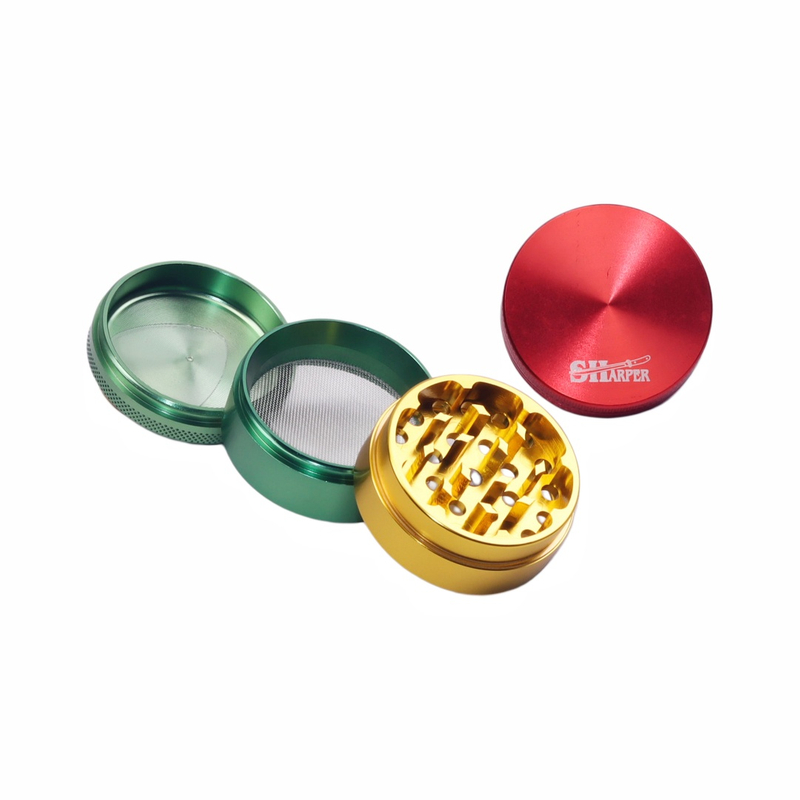 Shaper 2.0” Rasta 4 Layer Solid Aluminum Sharp Teeth Tobacco Spice Herb Grinder Handmuller Crusher Shredder