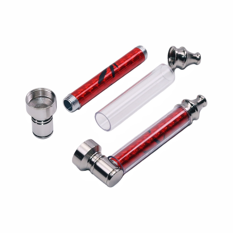 5pcs Shiny Metal Tobacco Pipe 3-in-1 Multi-Function Tool Travel Smoking Pipe Kit With Pipe Screen for Weeds